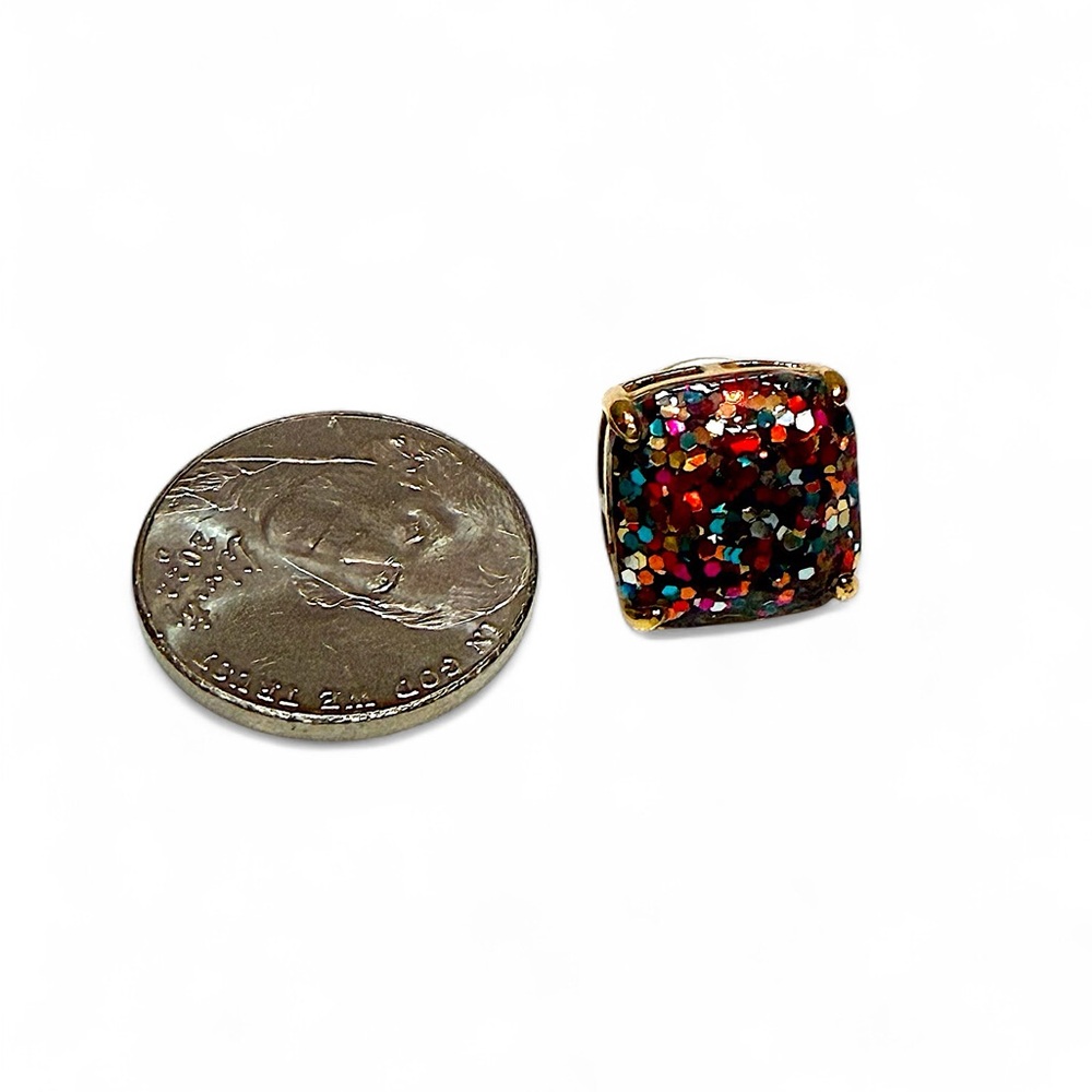 Multicolor Glitter Stud Earrings Fun Statement Je… - image 6